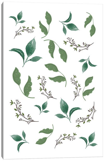 Jungle Leaves And Botanical Pattern Canvas Art Print - Page Turner