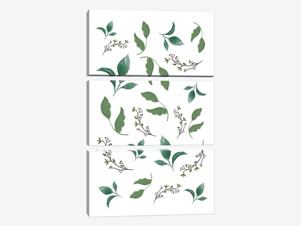 Jungle Leaves And Botanical Pattern by Page Turner 3-piece Canvas Wall Art