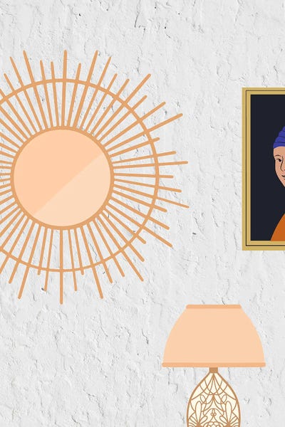 Girl With A Pearl Earring: Hidden Art Living Room Abstract Collage by Page Turner