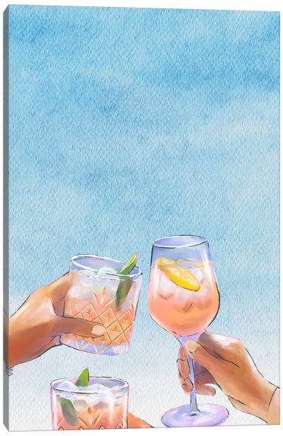 Cheers On A Summer Day Canvas Art Print - Drink & Beverage Art