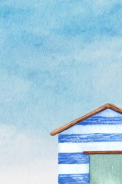 Boathouse On The Beach Blue And White by Page Turner canvas print