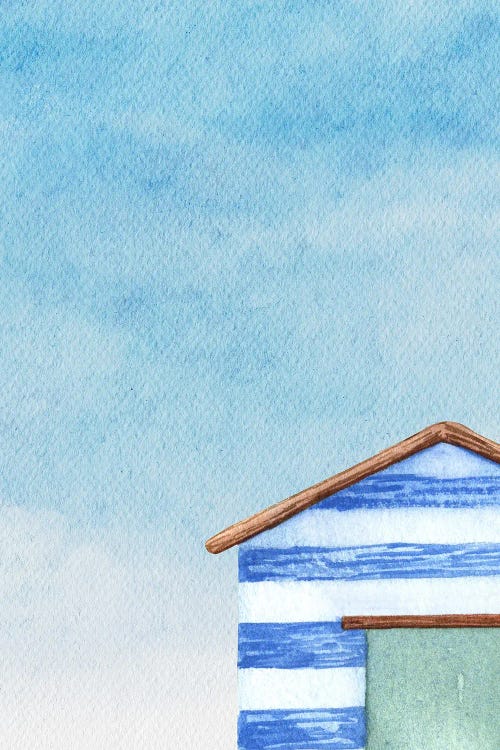 Boathouse On The Beach Blue And White by Page Turner wall art