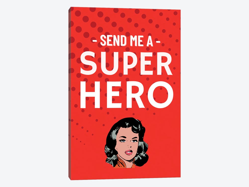 Send Me A Superhero Comic In Red by Page Turner 1-piece Canvas Wall Art