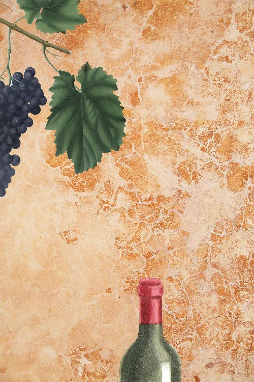 Tuscan Wine Bottle And Grapes