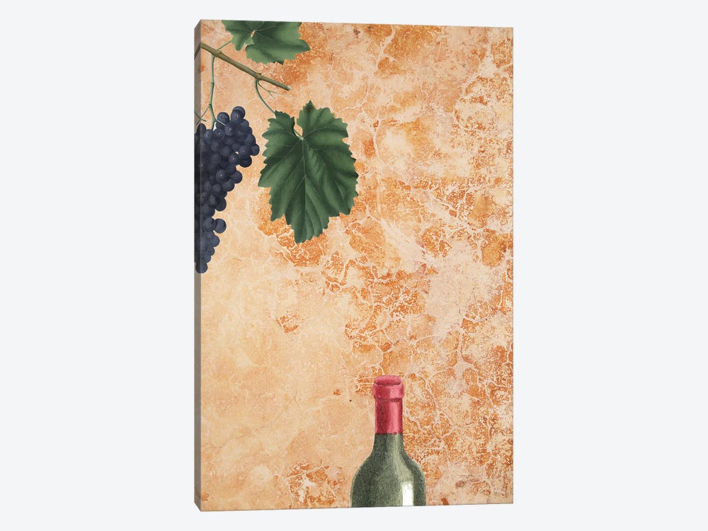 Tuscan Wine Bottle And Grapes by Page Turner 1-piece Canvas Art