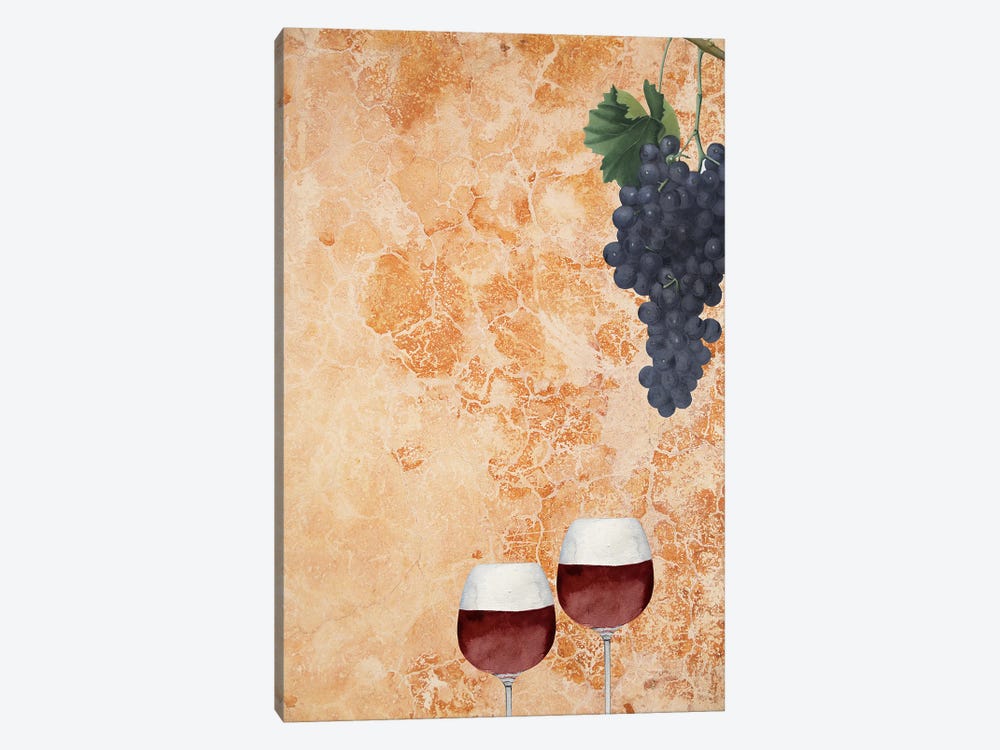 Tuscan Kitchen Wine Glasses And Grapes by Page Turner 1-piece Canvas Print