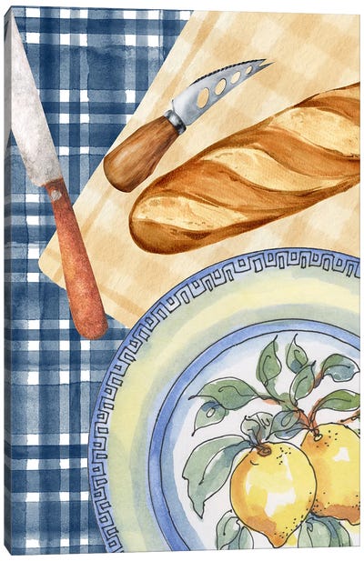 Provincial Kitchen Lunch With Lemon Detail Canvas Art Print - Bread Art