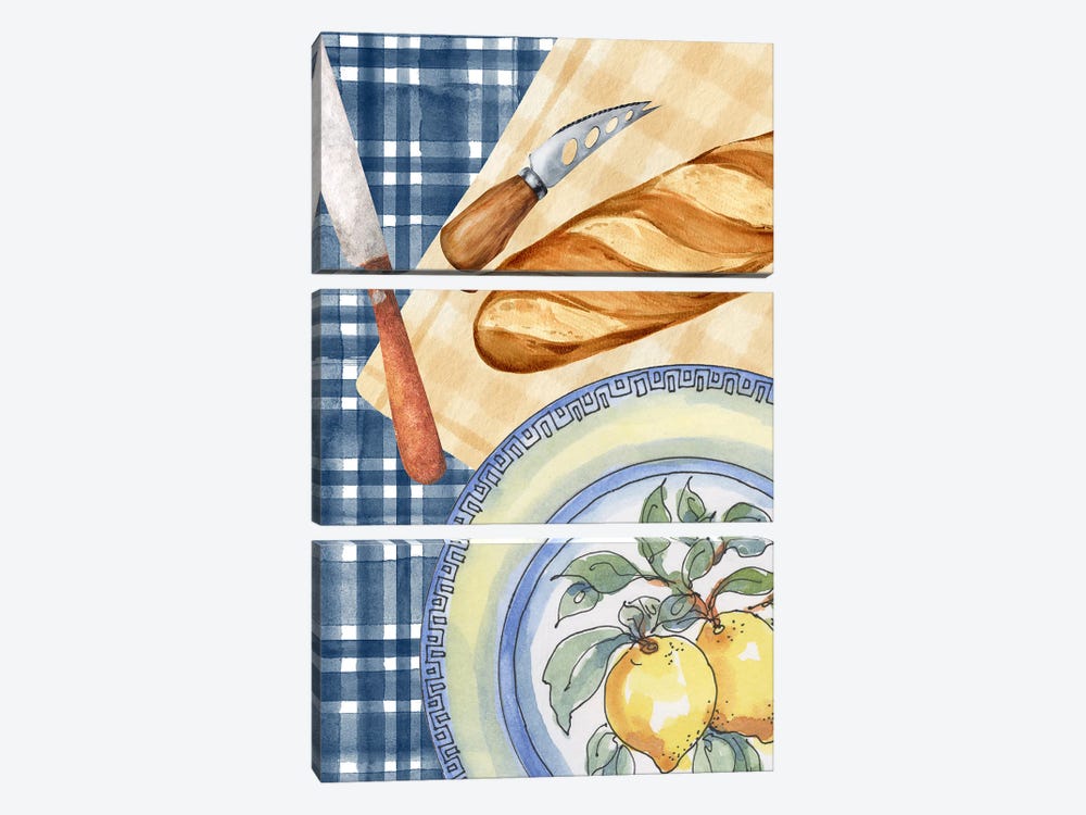 Provincial Kitchen Lunch With Lemon Detail by Page Turner 3-piece Canvas Artwork