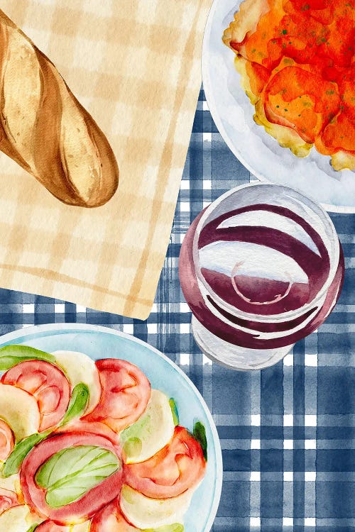 Provincial Kitchen Lunch With Wine by Page Turner wall art