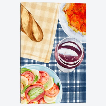 Provincial Kitchen Lunch With Wine Canvas Print #DHV333} by Page Turner Art Print