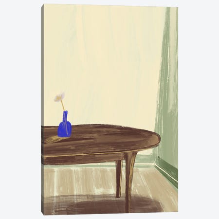 In A Room With Blue Bottle And Table Canvas Print #DHV338} by Page Turner Canvas Print
