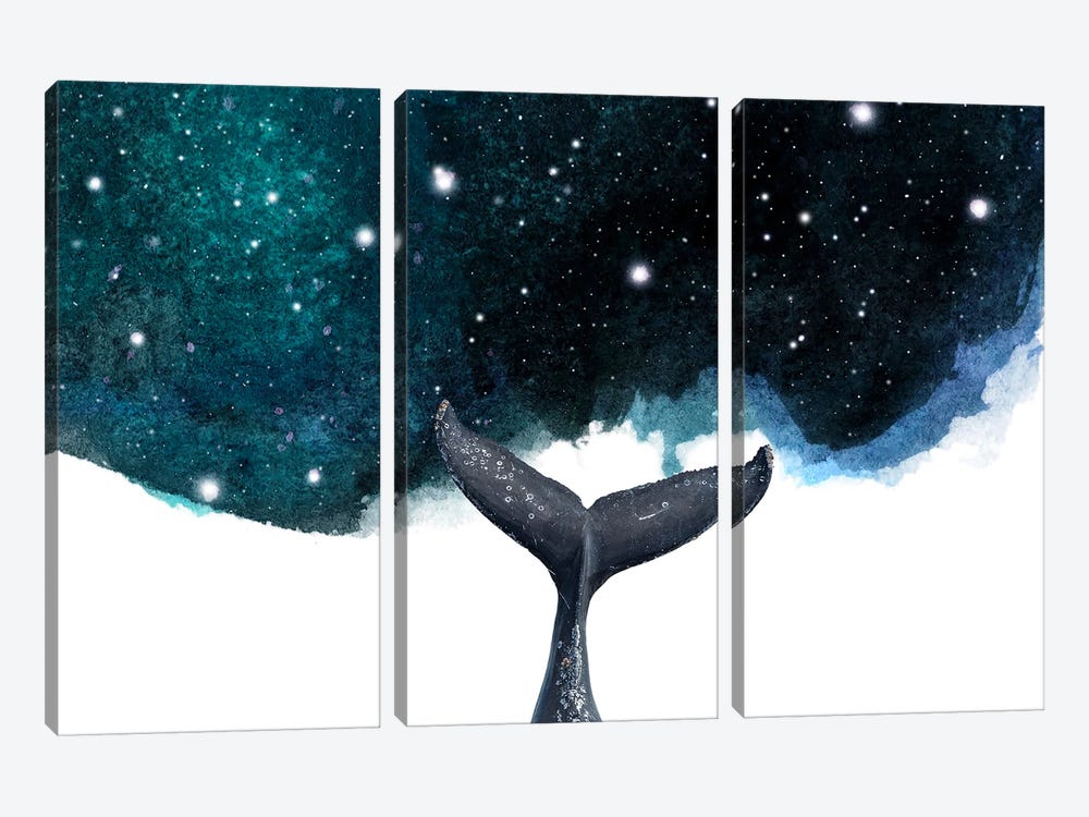 Surreal Art - Whale Diving by Page Turner 3-piece Canvas Print