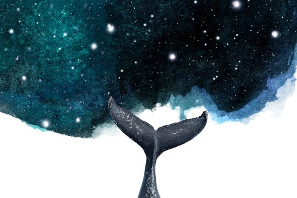 Whales: Surreal Art - Whale Diving by Page Turner