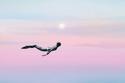 Surreal Diver In The Sky by Page Turner multi panel art
