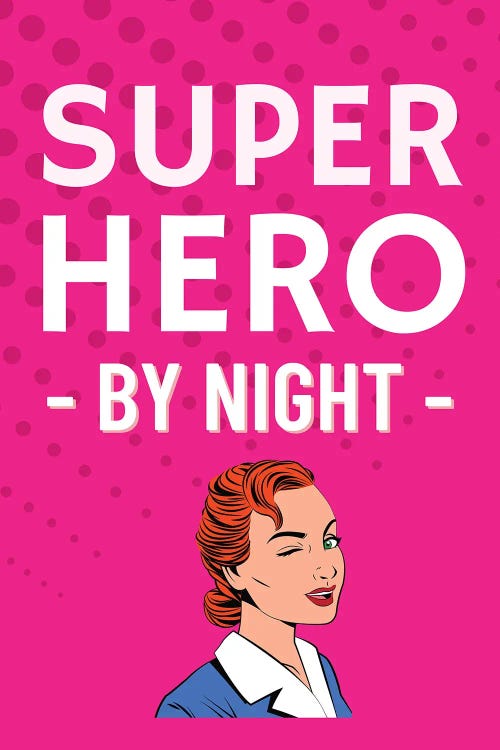 Superhero By Night Comic In Pink by Page Turner wall art
