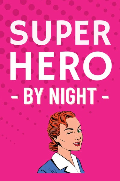 Fictional Characters: Superhero By Night Comic In Pink by Page Turner