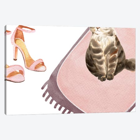 The Cat And The Shoes Canvas Print #DHV355} by Page Turner Canvas Wall Art