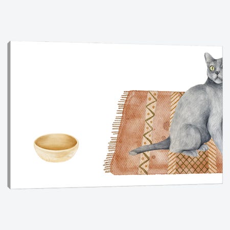 The Cat And The Empty Bowl Canvas Print #DHV356} by Page Turner Canvas Art
