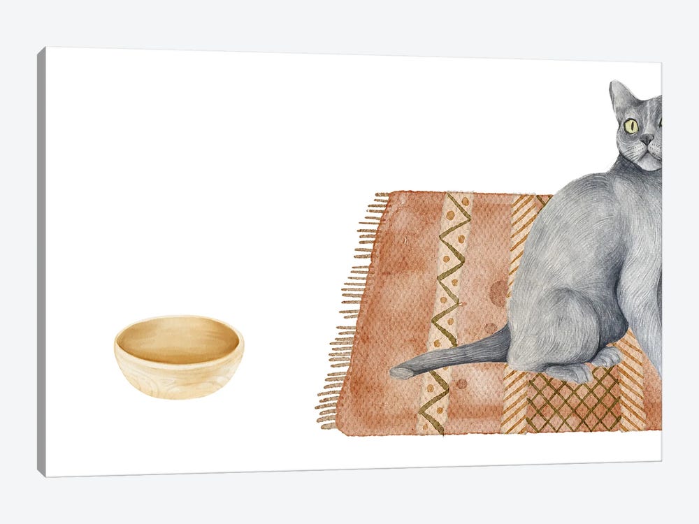 The Cat And The Empty Bowl by Page Turner 1-piece Canvas Artwork
