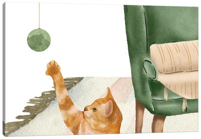 The Cat And The Toy Canvas Art Print - Furniture