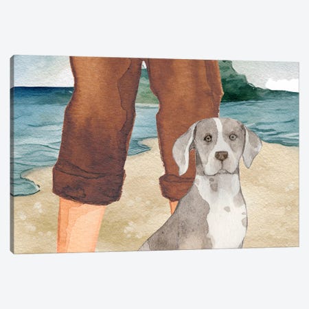The Dog On The Beach Canvas Print #DHV358} by Page Turner Canvas Print