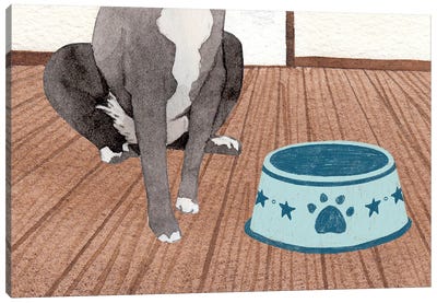 The Dog And The Empty Bowl Canvas Art Print - Design Harvest