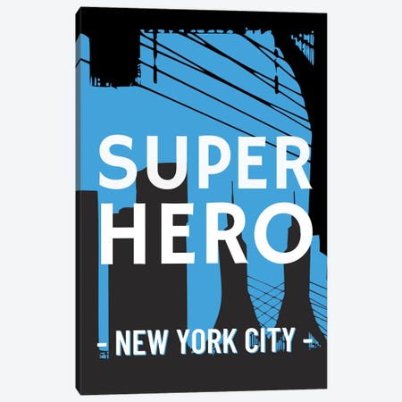 Superhero New York City Comic Canvas Print #DHV35} by Page Turner Canvas Wall Art