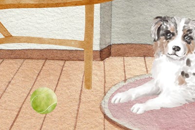 The Dog And The Tennis Ball by Page Turner acrylic art print