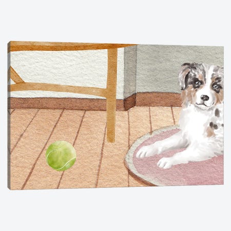 The Dog And The Tennis Ball Canvas Print #DHV360} by Page Turner Canvas Art