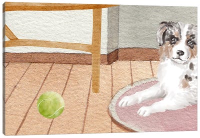 The Dog And The Tennis Ball Canvas Art Print - Design Harvest