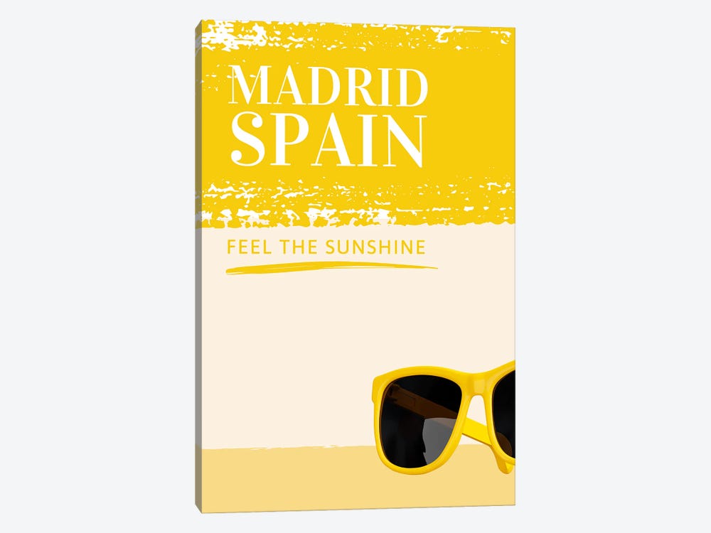 Minimalist Travel - Madrid Spain In Yellow by Page Turner 1-piece Canvas Artwork