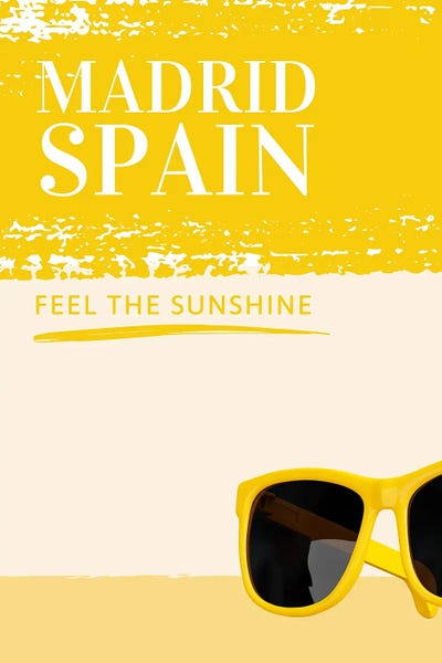Community Of Madrid: Minimalist Travel - Madrid Spain In Yellow by Page Turner
