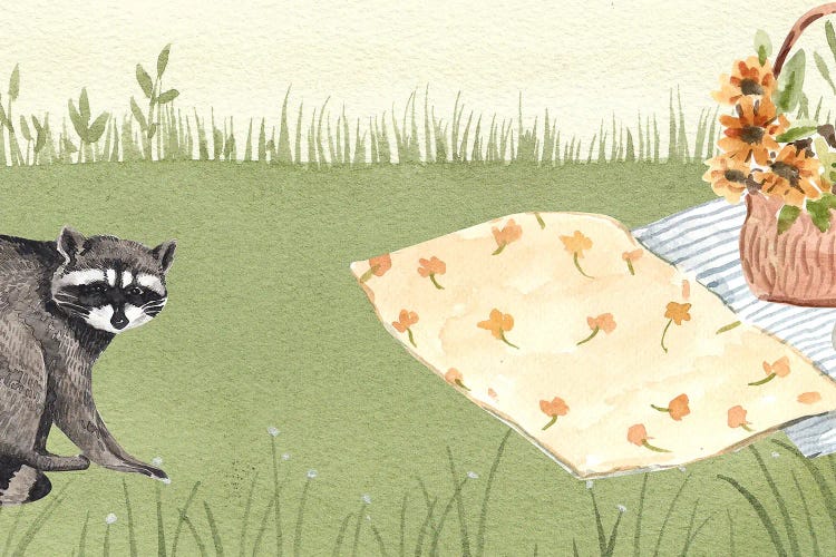 Funny Animals - Raccoon Vs Picnic by Page Turner wall art