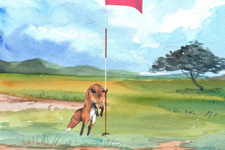 Funny Animals - Fox Vs Golf Hole by Page Turner wall art
