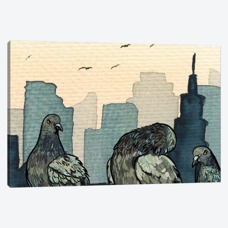 Pigeons In The City Canvas Print #DHV370} by Page Turner Canvas Print
