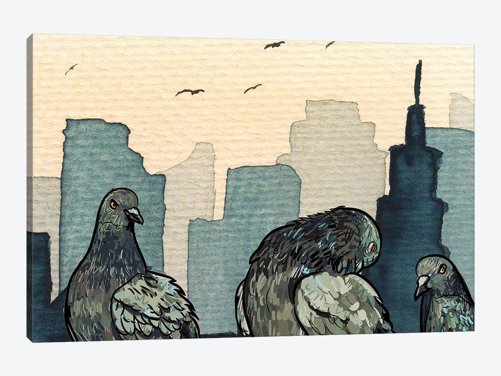Pigeons In The City by Page Turner 1-piece Canvas Art