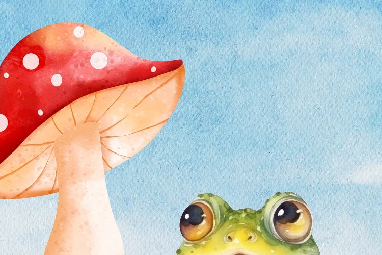 Funny Animals - Frog Vs Toadstool by Page Turner wall art