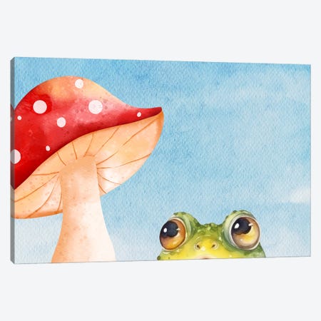 Funny Animals - Frog Vs Toadstool Canvas Print #DHV372} by Page Turner Art Print