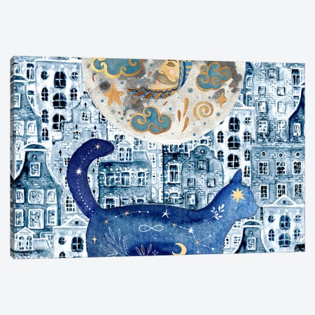 The Midnight Cat Spirit Canvas Print #DHV379} by Page Turner Canvas Print