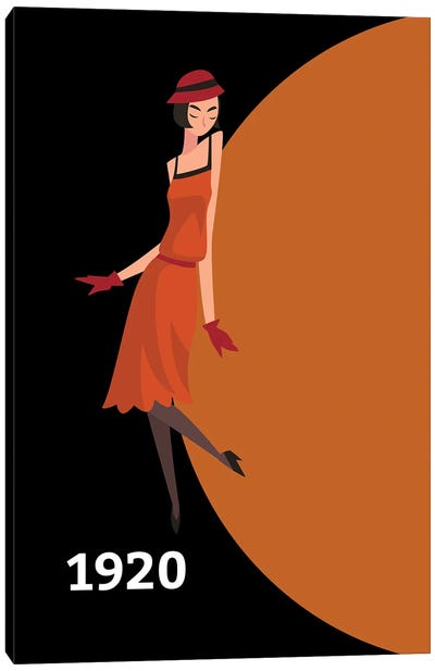 Art Deco 1920 With Gatsby Flapper Girl Canvas Art Print - Red Art