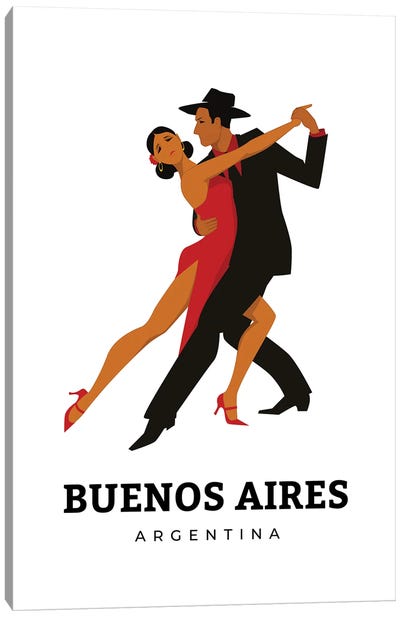 Art Deco Tango Dances Of Buenos Aires Argentina Canvas Art Print - Argentina Art