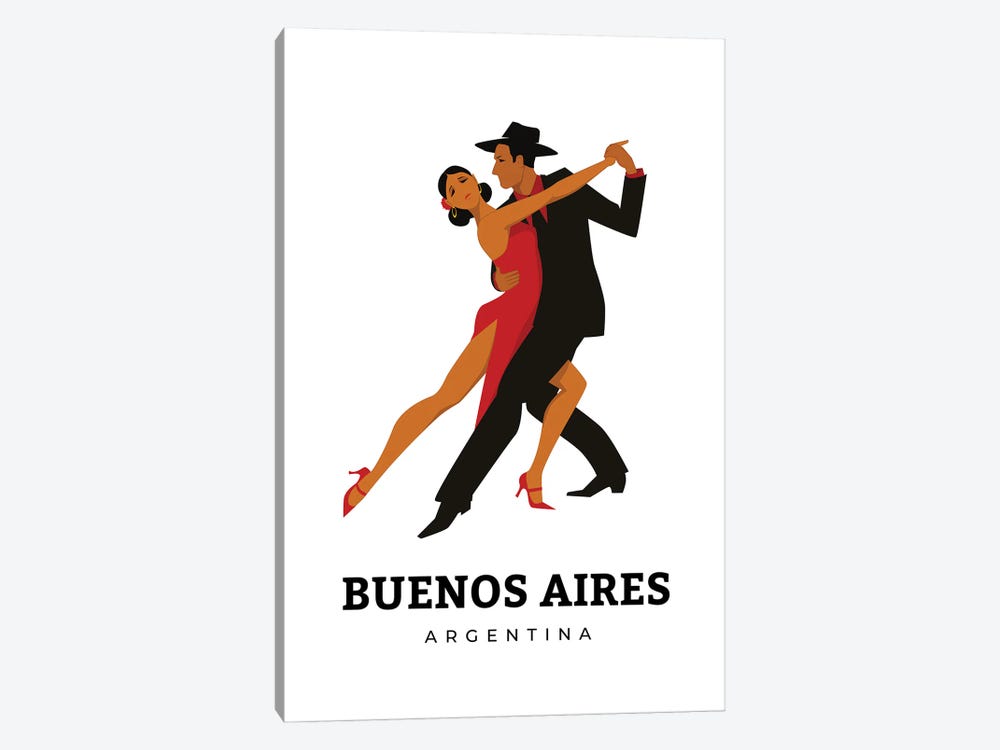 Art Deco Tango Dances Of Buenos Aires Argentina by Page Turner 1-piece Canvas Wall Art
