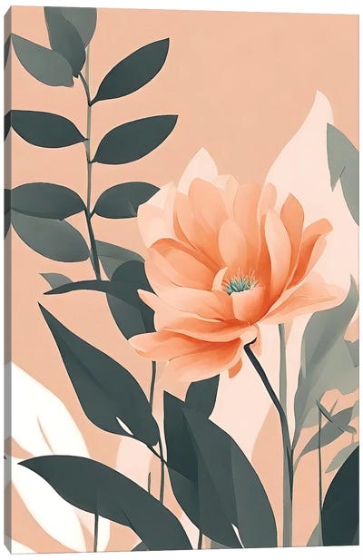 Peach Botanicals Canvas Art Print - Page Turner