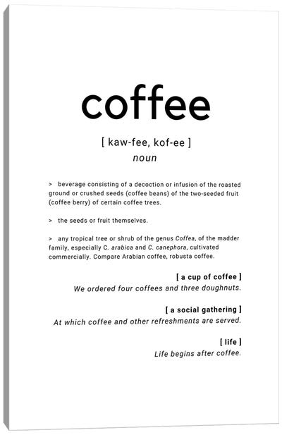 Coffee Dictionary Definition Quote Canvas Art Print - Design Harvest