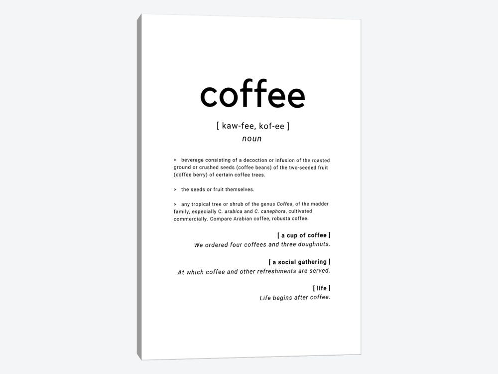 Coffee Dictionary Definition Quote by Page Turner 1-piece Canvas Art Print