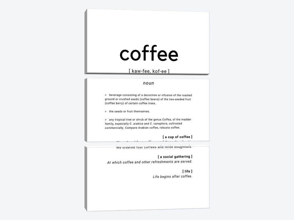 Coffee Dictionary Definition Quote by Page Turner 3-piece Canvas Art Print