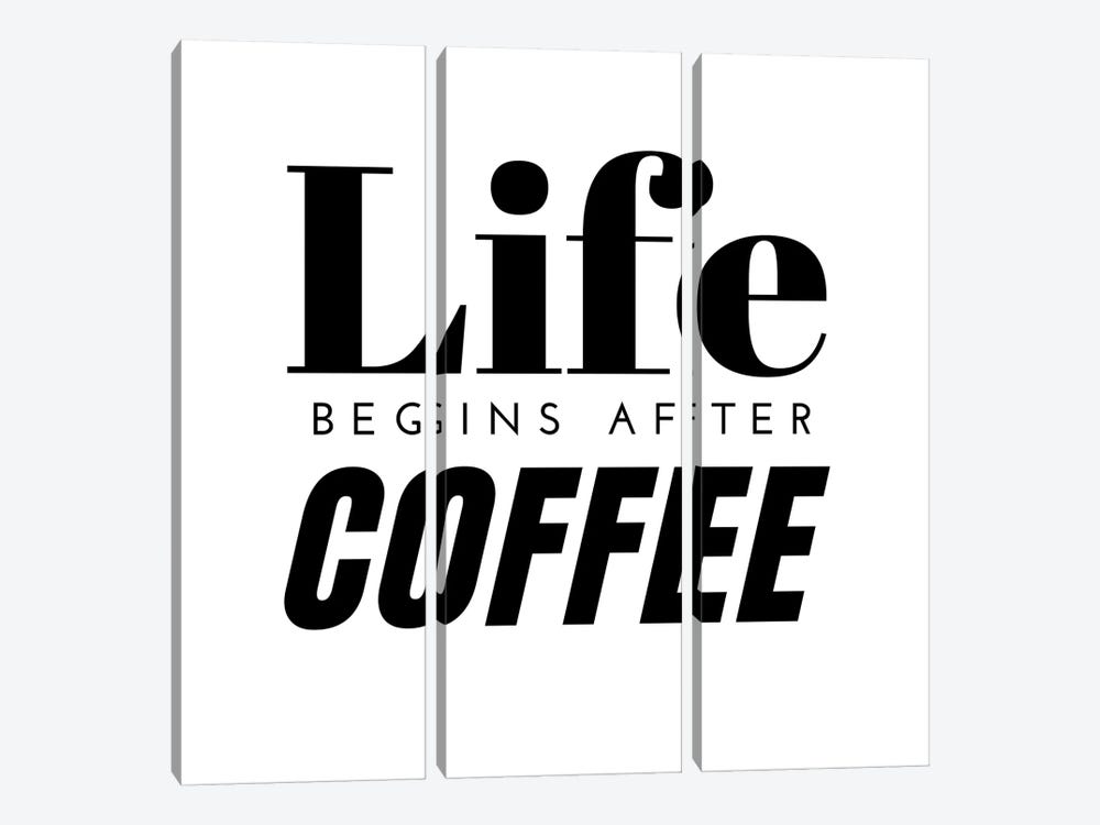 Life Begins After Coffee Quote by Page Turner 3-piece Canvas Art
