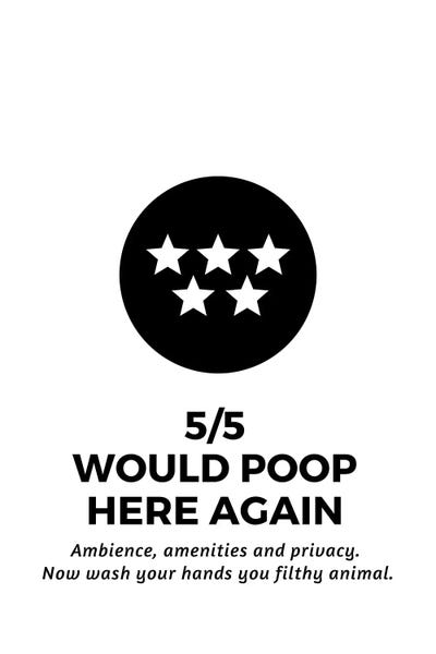 Crude Humor: Five Star Bathroom Review And Wash Your Hands by Page Turner