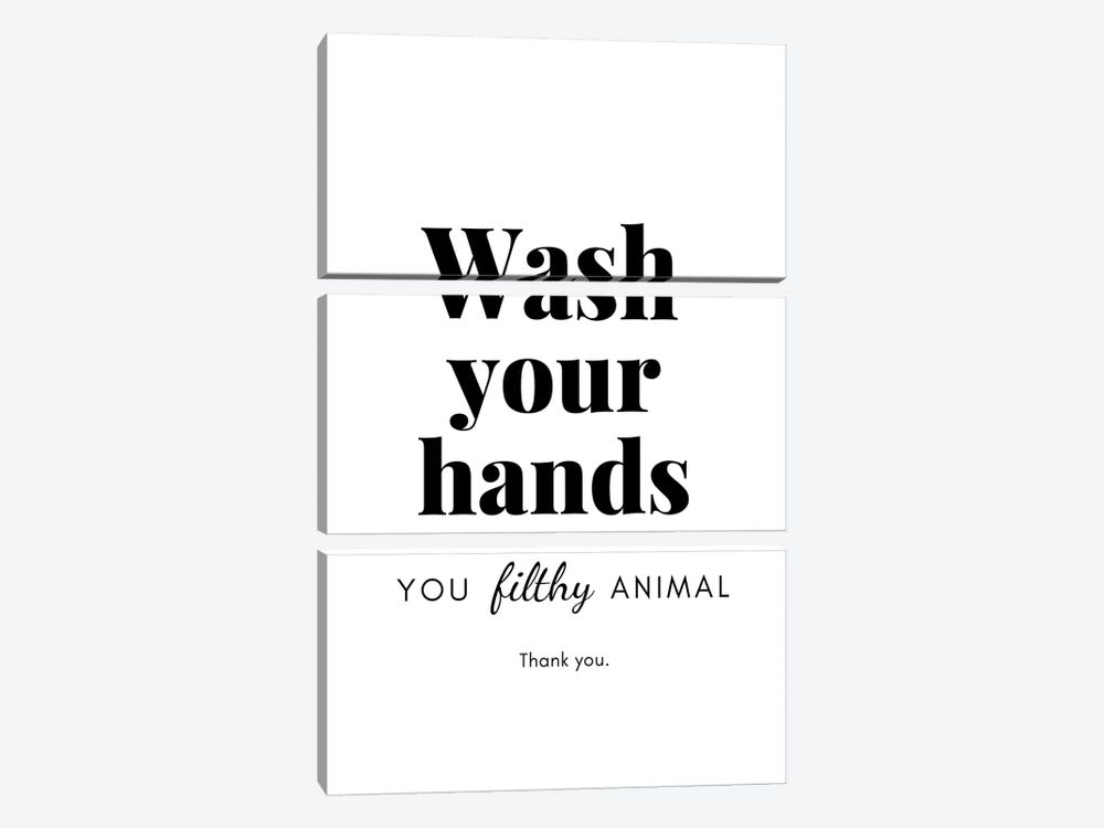 Wash Your Hands You Filthy Animal Bathroom by Page Turner 3-piece Canvas Art Print