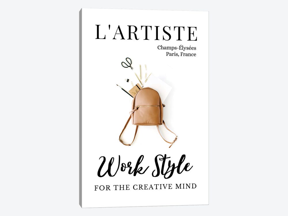 L'Artiste French Art Magazine Cover Design With Backpack by Page Turner 1-piece Canvas Artwork